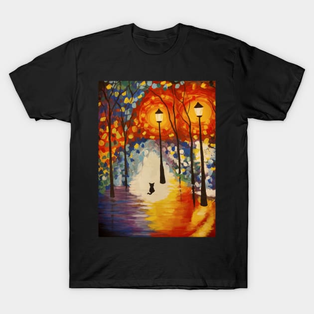 Stray Cat at Night T-Shirt by crystalwave4